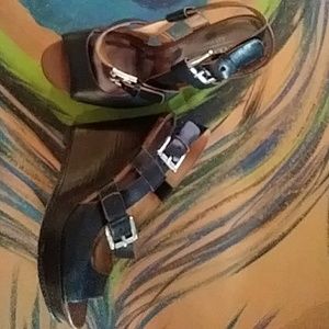 Coach Mary jo peep toe wedge sling back